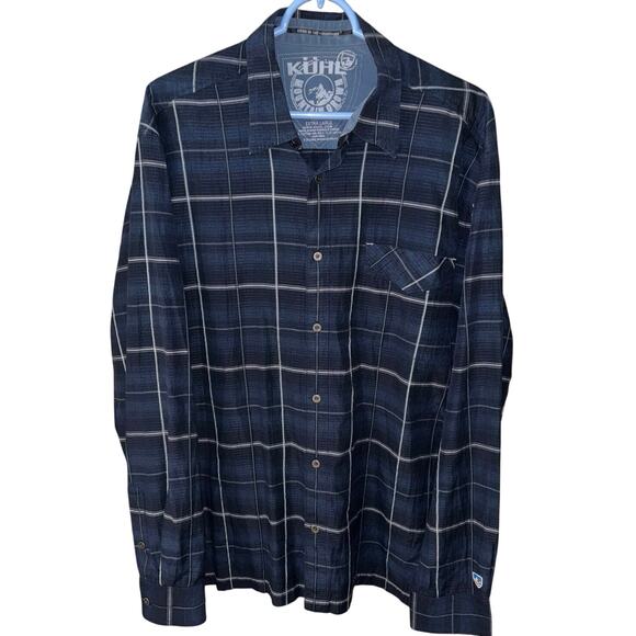Kuhl men’s mountain grown blue plaid long sleeve button up shirt (size XL) - Picture 1 of 7